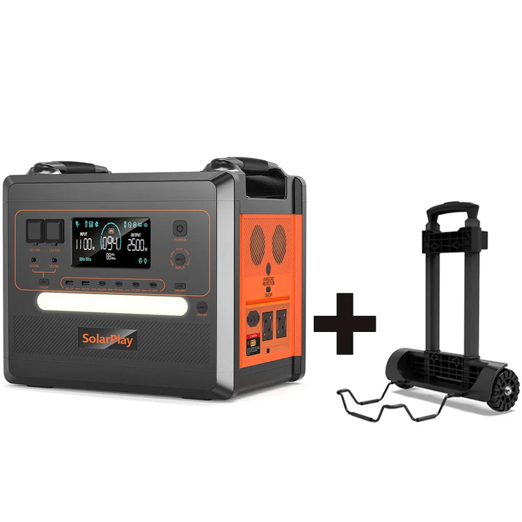 SOLARPLAY Q2402M Outdoor Powerstation 2400W – MPPT Portable Generator met 1/2x 200W Opvouwbare Zonnepanelen & Trolley - Survivalpoint.online