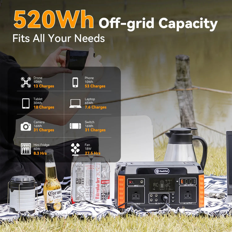 Flashfish 560W Power Station – CPAP & Outdoor Stroom | Survivalpoint - Survivalpoint.online