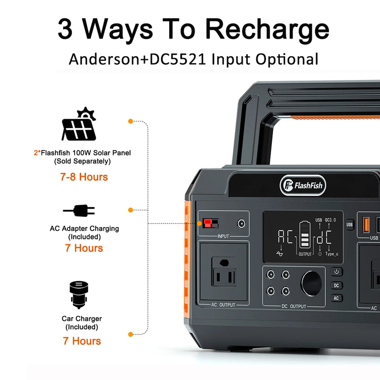 Flashfish 560W Power Station – CPAP & Outdoor Stroom | Survivalpoint - Survivalpoint.online