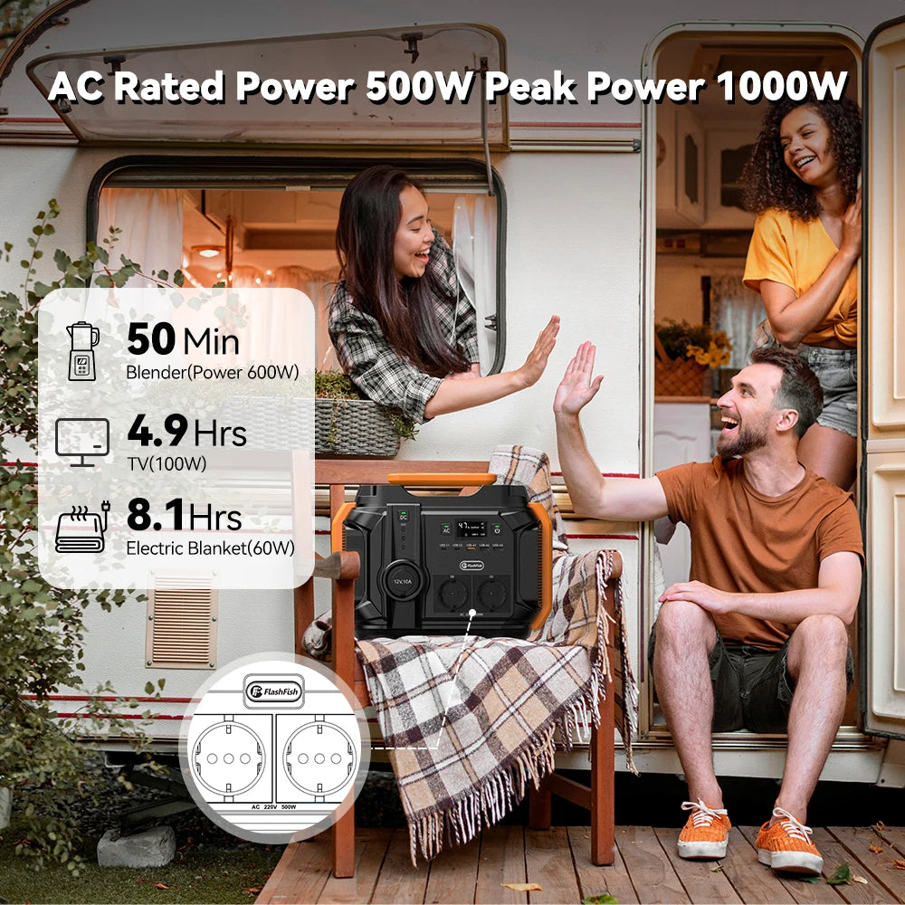 FF Flashfish 500W Solar Generator 540Wh – Power Station voor Outdoor