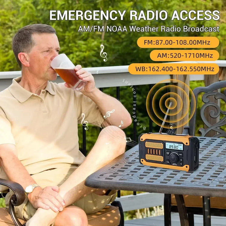 Noodradio met Zonnepaneel, Powerbank & Zaklamp – AM/FM - Survivalpoint.online