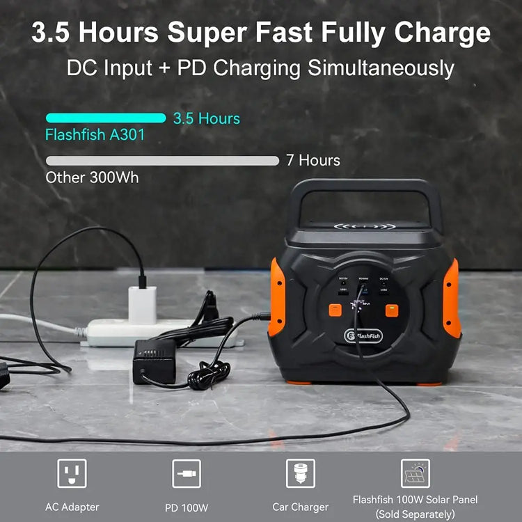 FF Flashfish A301 320W – 292Wh Solar Generator voor Noodstroom & Outdoor - Survivalpoint.online
