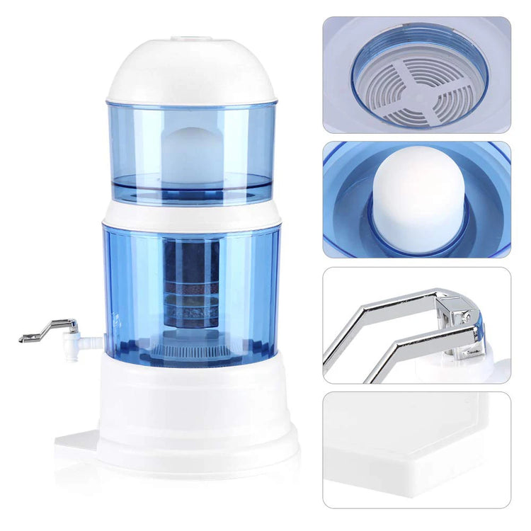 Waterzuiveraar 16L – Keramisch Koolstof & Mineraal Filter – Zonder Stroom – Met Kraan - Survivalpoint.online