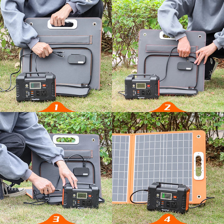FlashFish E200 Power Station 200W – 151Wh met 60W/100W Zonnepaneel - Survivalpoint.online