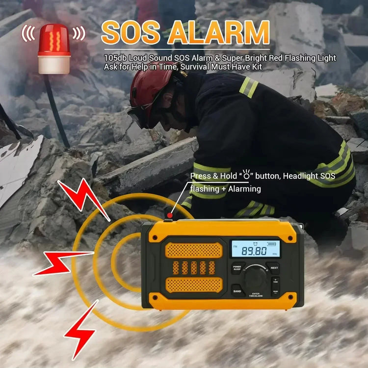 Noodradio met Zonnepaneel, Powerbank & Zaklamp – AM/FM - Survivalpoint.online