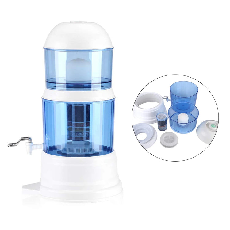 Waterzuiveraar 16L – Keramisch Koolstof & Mineraal Filter – Zonder Stroom – Met Kraan - Survivalpoint.online