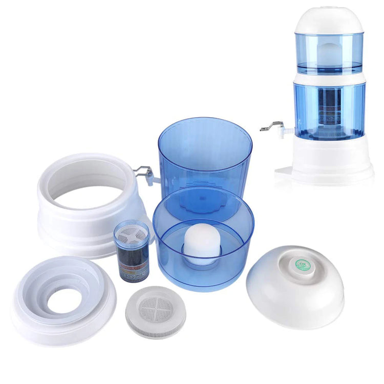 Waterzuiveraar 16L – Keramisch Koolstof & Mineraal Filter – Zonder Stroom – Met Kraan - Survivalpoint.online
