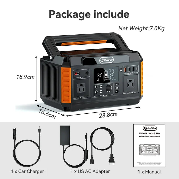 Flashfish 560W Power Station – CPAP & Outdoor Stroom | Survivalpoint - Survivalpoint.online