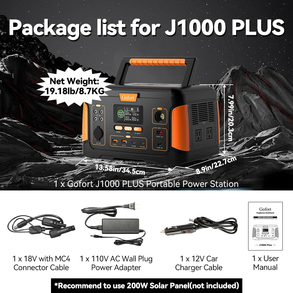 Flashfish 1000W Power Station – 932Wh Zonnegenerator