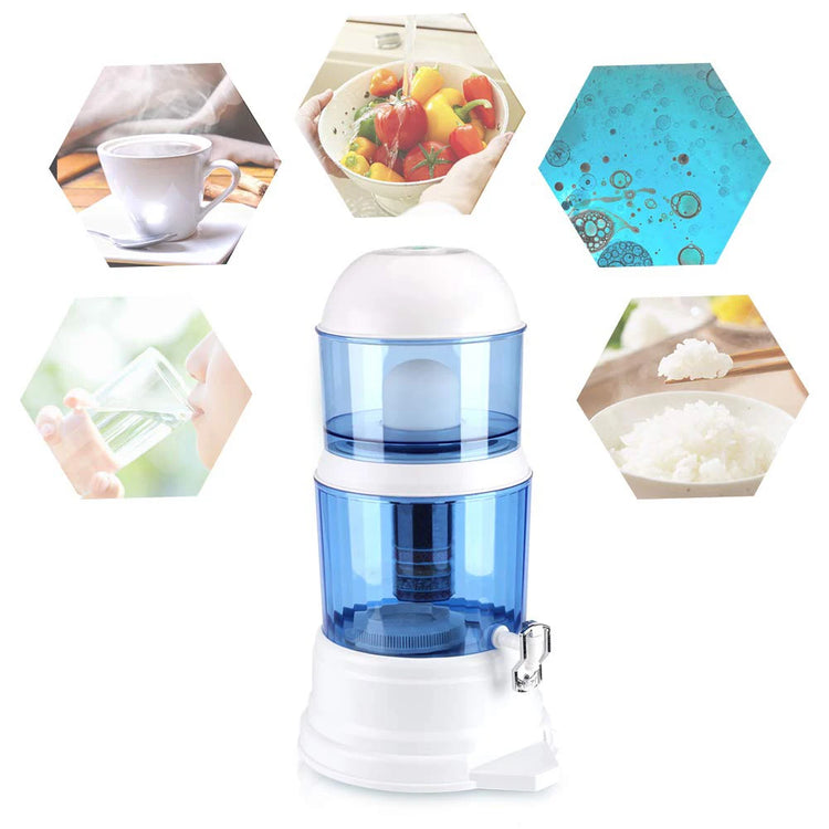 Waterzuiveraar 16L – Keramisch Koolstof & Mineraal Filter – Zonder Stroom – Met Kraan - Survivalpoint.online
