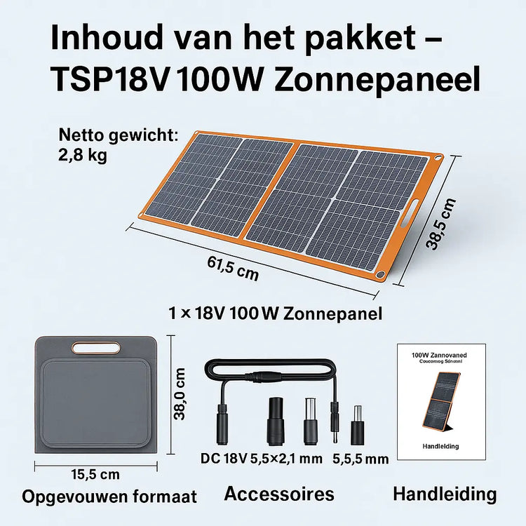 Flashfish SP100 100W Solar Charger – 18V Zonnepaneel met USB-uitgang - Survivalpoint.online
