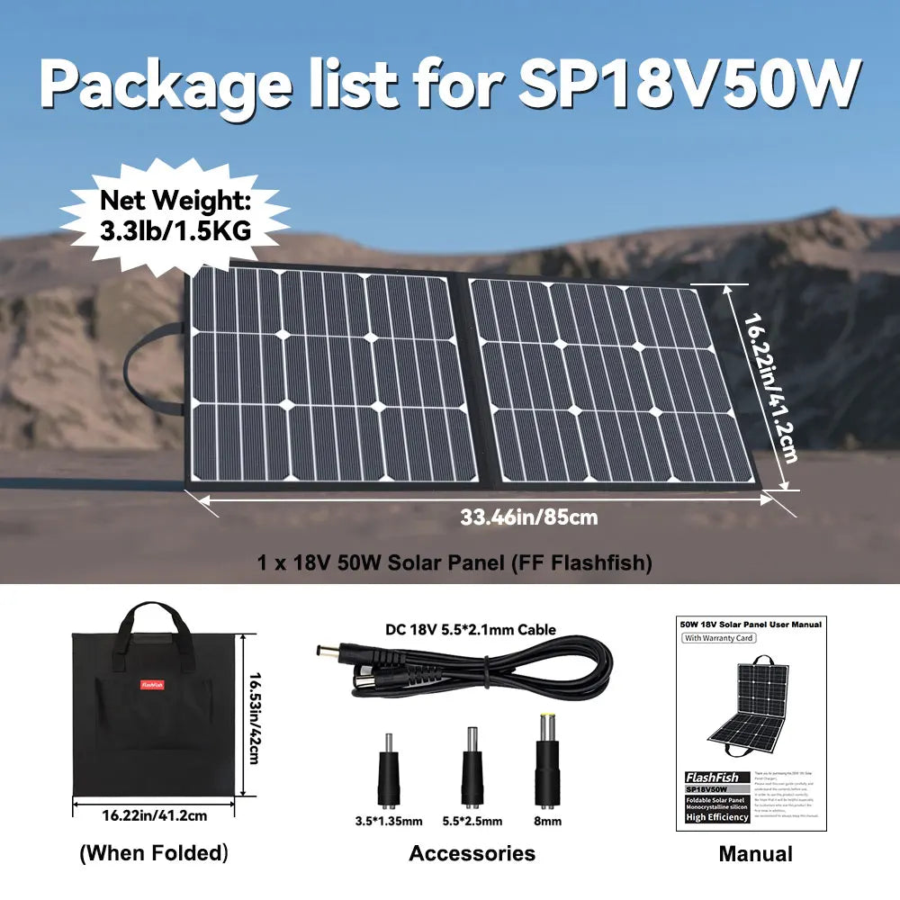 Flashfish 100W Draagbare Solar Charger – 18V & USB voor Outdoor - Survivalpoint.online
