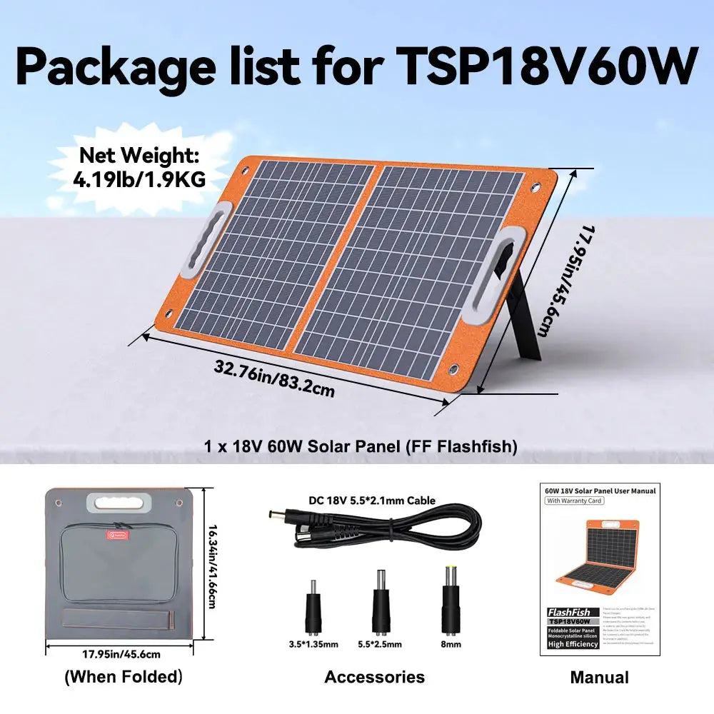 Flashfish SP100 100W Solar Charger – 18V Zonnepaneel met USB-uitgang - Survivalpoint.online
