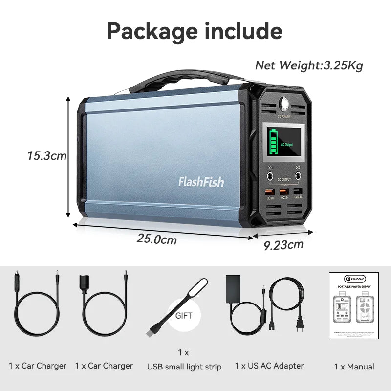 Flashfish G300 – 300W 222Wh Draagbare Solar Power Station - Survivalpoint.online