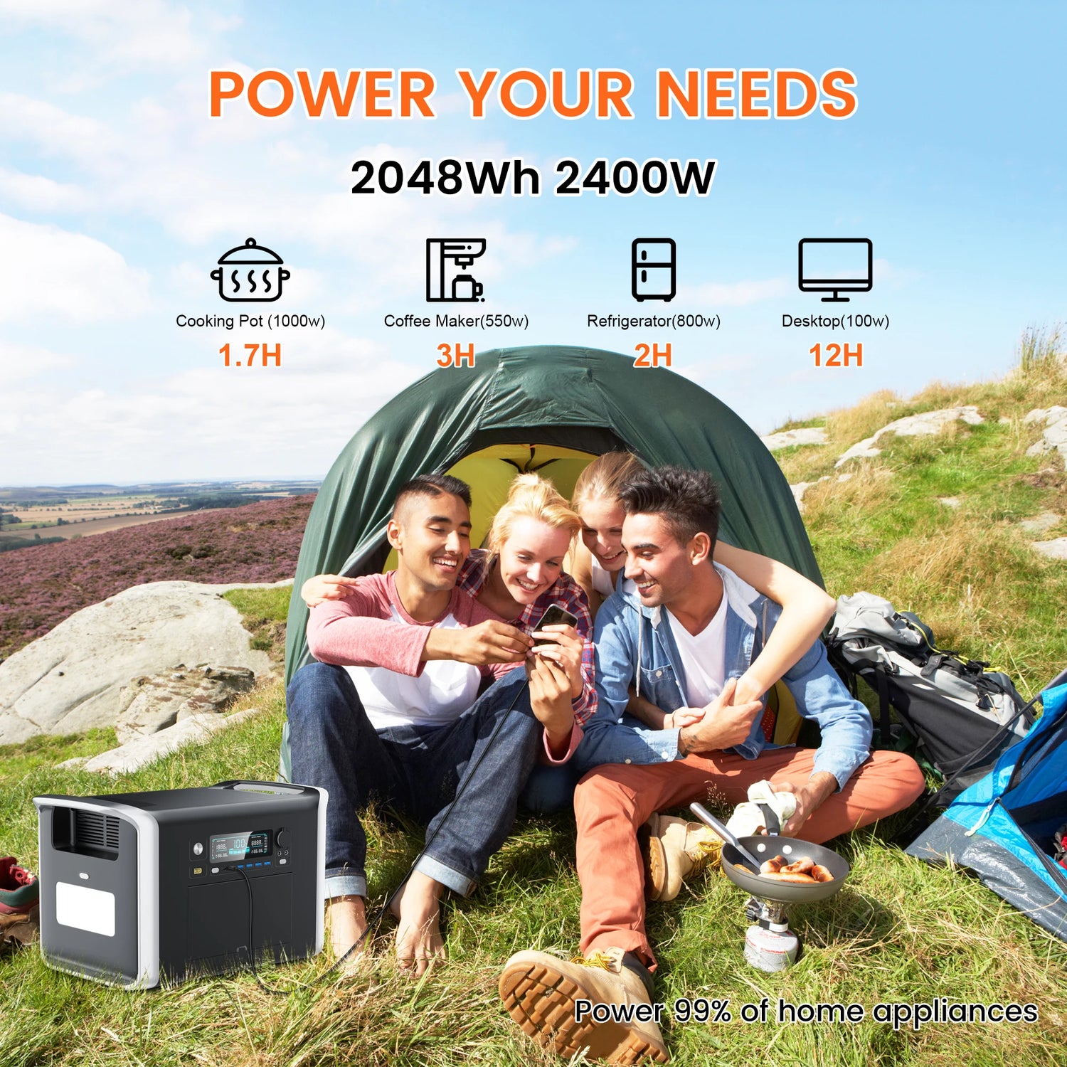 ALLPOWERS 2400W Draagbare Power Station 2048Wh LiFePO4 – 2 Uur Snelladen - Survivalpoint.online